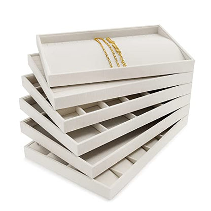 Oirlv Stackable 17 Hooks Sackcloth Jewelry Tray Necklace/Pendant/Long chain Display Showcase Organizer(Pack of 1,Beige) - size: 20 Hooks