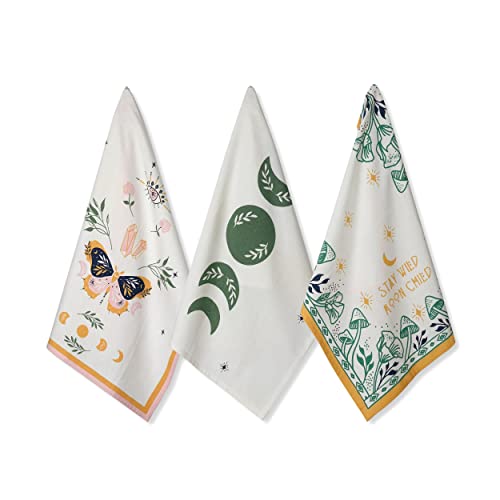 Folkulture Kitchen Towels – 100% Cotton Dish Towels, Set of 3-20x26 | Soft and Absorbent Tea Towels for Drying Dishes, Machine Washable, Modern Hand Towels for Kitchen and Home Decor - color: Magical