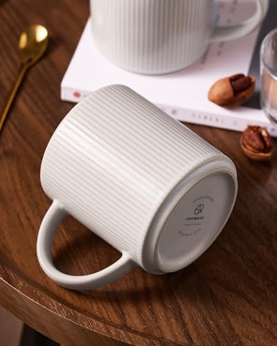 famiware Coffee Mug Set of 4, Star 16 oz Large Mugs Cup Set with Handle | Ceramic Mug for Coffee, Latte, Tea, Stackable Drinkware Set, Microwave & Dishwasher Safe, Matte White - color: Matte White, size: 4 Count (Pack of 1)