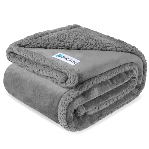 PetAmi Waterproof Dog Blanket for Medium Large Dog Pet, 60x40, Light Grey | 460 GSM Sherpa Fleece Reversible, Pee Proof Cat Blanket, Furniture Protector Cover for Couch Bed Sofa Kennel, Washable, Large - color: Light Grey Sherpa, size: Large 60 X 40 Inche