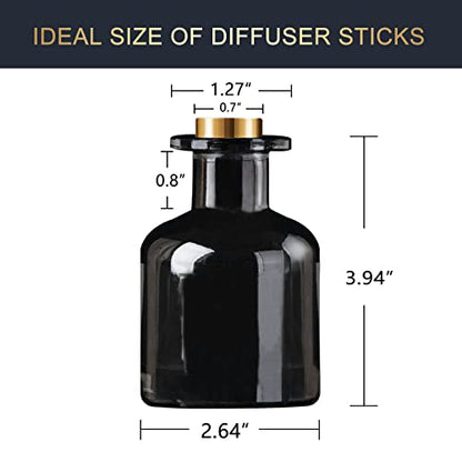 HOSSIAN 150ml/50oz 2 Clear Glass Bottles 2 Glossy Black Bottles Fragrance Diffuser Empty Bottle with 28pcs Reed Sticks for Home Fragrance Accessories (Clear+Black) - color: Clear+black