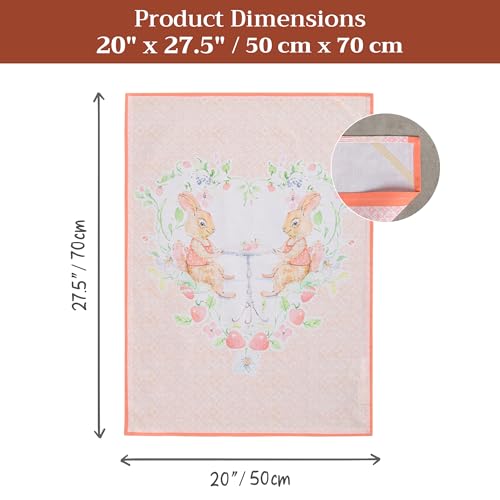 Maison d' Hermine Kitchen Towels Set of 3 Reusable 100% Cotton 27.50" x 20" | Cloth Tea Dish Towels Absorbent with Hanging Loop for Kitchen Dining Party Wedding Hotel Home Spring Summer - Bunny Party - color: 008 - Bunny Party