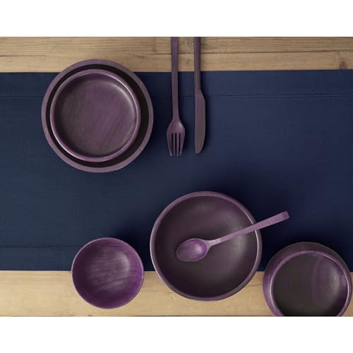 Solino Home Cotton Linen Table Runner Navy, Hemstitch Collection 14 x 90 in | Table Runners for 6-8 seater dining tables, hallway tables and consoles | soft plain weave, artisan crafted | easy care linen - color: 14: Navy, size: 14 X 90 Inch