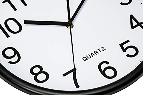 Bernhard Products Black Wall Clocks Large 13 Inch, Silent Non Ticking 2 Pack, Quality Quartz Battery Operated Round Easy to Read Home/Office/Business/Classroom/School Clock - color: Black, size: 13 Inch - 2 Clocks