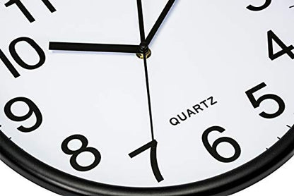 Bernhard Products Black Wall Clocks Large 13 Inch, Silent Non Ticking 2 Pack, Quality Quartz Battery Operated Round Easy to Read Home/Office/Business/Classroom/School Clock - color: Black, size: 13 Inch - 2 Clocks