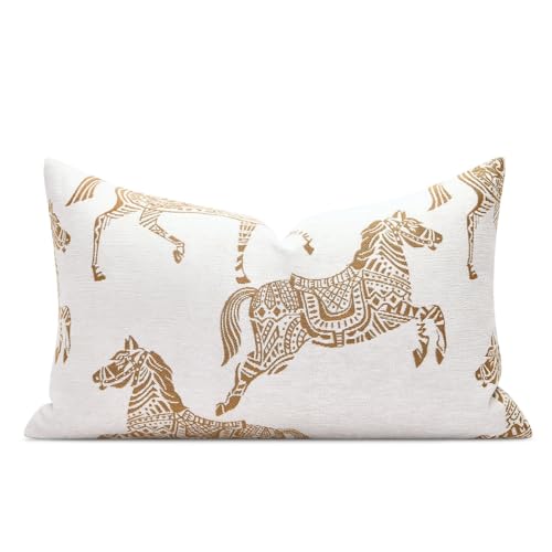 Lumbar Pillow Covers 12x20 inches, Double Sided Orange Horse Pattern Jacquard Embroidery Pillow Cover, Luxury Throw Pillow Cushion Cover for Sofa Bed Decor - color: Orange Horse, size: 20" x 12" (Pack of 1)