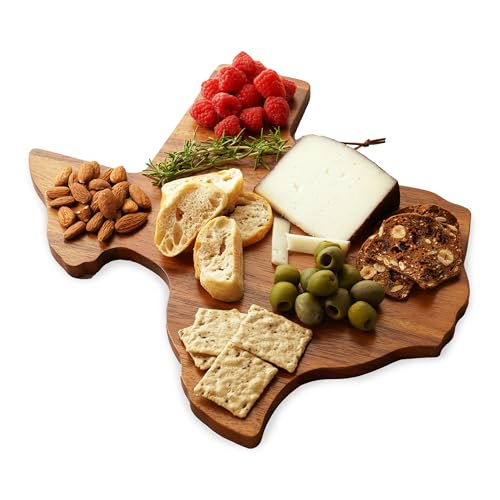 Twine Texas-Shaped Acacia Wood Cheese Board - Durable Cheese, Charcuterie and Serving Platter with Hanging Loop, Perfect for Entertaining and Kitchen Décor, Texas Cutting Board, Set of 1 - style: Texas Cheese Board