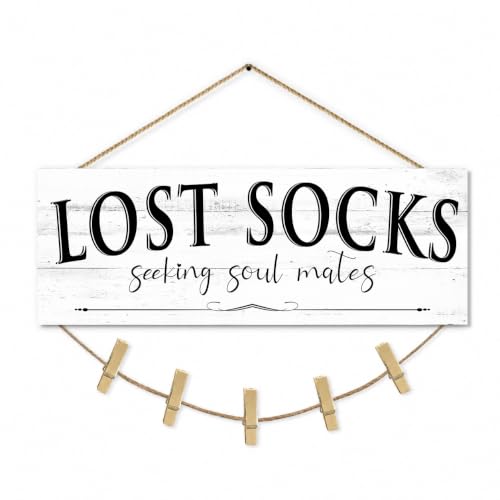 Laundry Room Signs Wall Decor: Lost Socks Sign - Seeking Soul Mates Quotes Funny Laundry Signs Rustic Farmhouse Laundry Room Door Sign Canvas Prints Wall Plaques Hanging Decor 6" x 14.5" - color: Lost Socks A