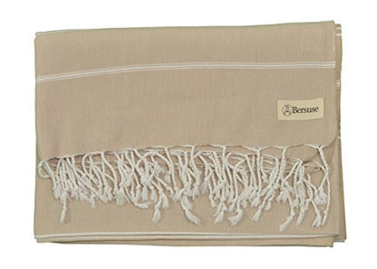 Bersuse Towels Anatolia XL Beach Blanket Throw Blanket Turkish Towel 100% Cotton Extra-Large Quick-Dry Lightweight Premium Peshtemal Towel - 61x82 Inches, Beige - color: Beige