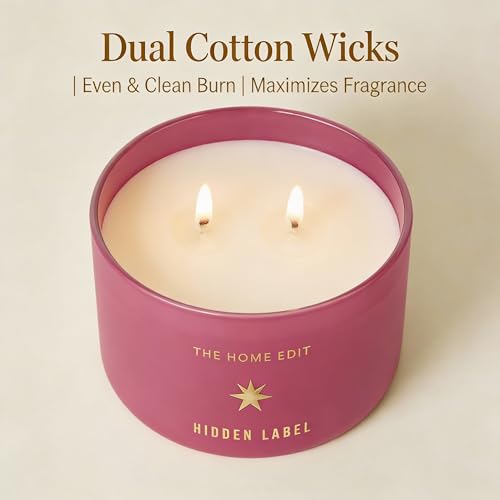 Hidden Label Raspberry Mint Scented Candle, 10 oz 2-Wick | Soy wax jar candle, up to 45 hours, fruity fresh scent for bedroom, bathroom, kitchen and candle gifting - color: Raspberry Mint
