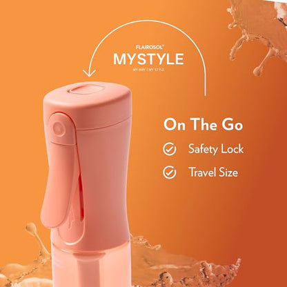 FLAIROSOL MyStyle Travel Continuous Spray Bottle, 3.04oz/90ml, Peach | Portion control mist for air fryer, salad, BBQ, refillable & reusable, fine mist olive oil kitchen sprayer, anti-drip - color: Peach, style: 1 Pack
