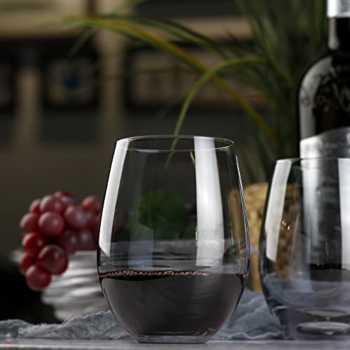 LUXU Wine Glasses Large Stemless Wine Glasses,20 oz,Set of 4 | Grey Juice Drinking Glasses,No Stem Glass Beverage Cups,All-Purpose Water Glasses for Ice Coffee,Tea,Red or White Wine - color: Gray