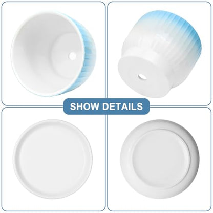 6.7 + 5.5 Inch Ceramic Plant Pots,Planters with Drainage and Saucer,Indoor Pots for Plants,Modern Flower Pots for Home and Office（Blue + White） - color: Blue + White