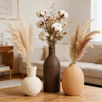 Ceramic Vase Set of 5, Neutral Decorative Vases for Home Decor, Modern Farmhouse Boho Pottery Vases, Terracotta Small Vases for Living Room, Entryway Table Decor