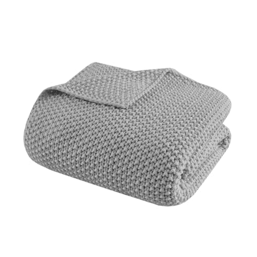INK+IVY Bree Knit All Season Throw Blanket for Sofa, 50 x 60, Grey | Ultra Soft, Acrylic, Lightweight, OEKO-TEX Certified - color: Grey, size: Throw (50 in x 60 in)