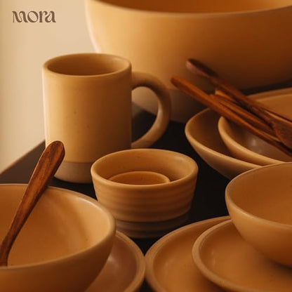 MORA Medium Mugs Set of 4, 16oz Ceramic Pottery Latte Mugs/Coffee Cups - Microwave and Dishwasher Safe - Merrigold - color: Merrigold
