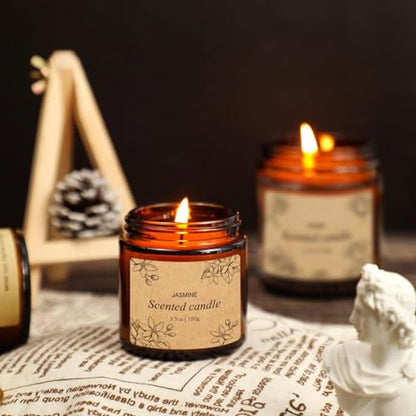4 Packs Candles for Home Scented, Scented Candles Gifts for Women, Natural Soy Wax Amber Jar Candle, Long Lasting Aromatherapy Candle Gift Set for Birthday Valentine's Day Mother's Day