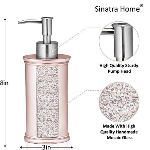 Zahari Home Sinatra Soap Dispenser/Lotion Pump Unique Design Bling Glass Mosaic Décor, Blush - color: Blush