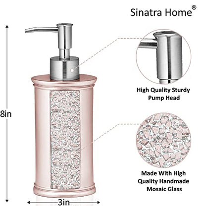 Zahari Home Sinatra Soap Dispenser/Lotion Pump Unique Design Bling Glass Mosaic Décor, Blush - color: Blush