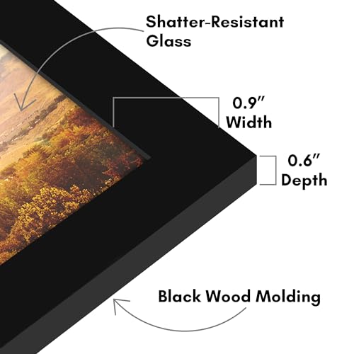 Americanflat 6x9 Picture Frame - Engineered Wood - Black | Shatter-resistant glass, wall or tabletop display with included easel, sawtooth hangers included - color: Black, size: 6x9
