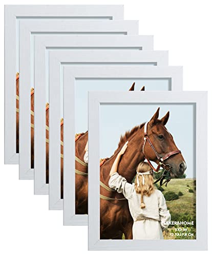 ELSKER&HOME 5x7 Picture Frame White Set of 6 Glass | Multi Photo Frames Collage with HD Real Glass for Table Top or Wall Mount Display - color: White 6P, size: 5x7