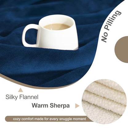 gogobunny Waterproof Bed Blanket, Reversible Sherpa Fleece Throw Blanket for Dog Puppy Cat, Furniture Cover Protects Bed Couch Sofa from Liquid Pee and Pet Fur (Navy Blue, 25x35 inches) - color: Navy Blue, size: 25x35 inches