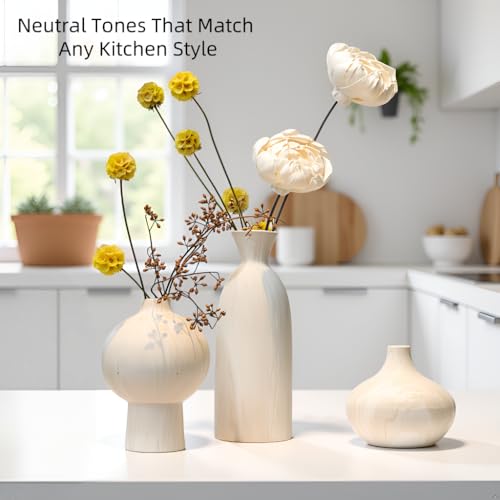 White Ceramic Vase Set of 3