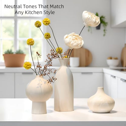White Ceramic Vase Set of 3