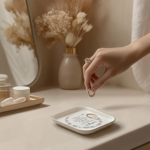 Niece Gifts from Auntie – Jewelry Dish, Ceramic Ring Tray with Inspirational Quote, “Whenever You Feel Overwhelmed Remember Whose Niece You Are”, Encouraging Gifts from Aunt for Birthday or Graduation - color: Gold trim-Niece