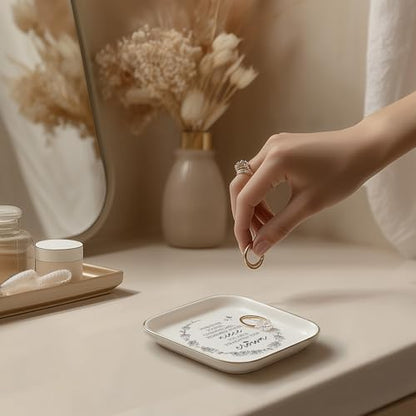 Niece Gifts from Auntie – Jewelry Dish, Ceramic Ring Tray with Inspirational Quote, “Whenever You Feel Overwhelmed Remember Whose Niece You Are”, Encouraging Gifts from Aunt for Birthday or Graduation - color: Gold trim-Niece