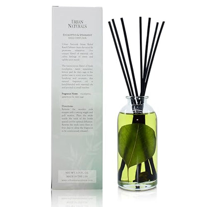 Reed Diffuser Set, Eucalyptus Spearmint - Stress Relief | Fragrance your Space, Fresh Scented Room Freshener and Home Decor, Home Gift Idea. Vegan - color: Eucalyptus Spearmint