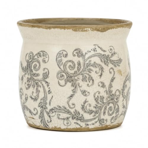 Doysayes Vintage Ceramic Flower Pot for Indoor Plant with Drainage Hole | with Drainage ,Crackle Glazed, Farmhouse Planter for Indoor Plant Pot,Small Vase&Planter,Housewarming Gifts, Home Decor. - color: Gray