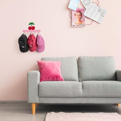 Reallnaive Cherry Over The Door Hooks Pink Cute Bathroom Decor Hanger Wall Mount Rack Holder for Towel, Hat, Coat, Cloth, Keychain, Bag, Home Organizer - style: Pink Cherry