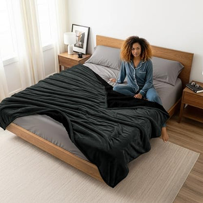 Utopia Bedding Reversible Plush Sherpa Blanket King Size Black, 90x102 Inch | Soft, Warm, Fleece, Bed, Sofa, Couch, Camping, Travel, Cozy, All Season - color: Black, size: King (90x102 Inch)