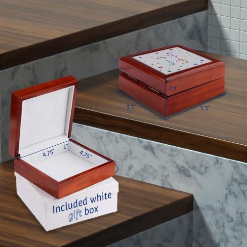 3dRose Female Happy Birthday in Arabic letters for her - Kol Sana Wenty Tayba Jewelry Box 7 x 7 inch with 4 inch tile