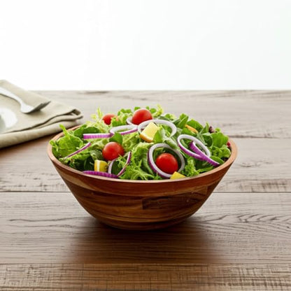 11-Inch Acacia Wood Salad Bowl, 1500 Cubic cm Volume, 1.5 Liter Capacity, Brown - size: 1 Bowl of 11-Inch (1.5 Liters)