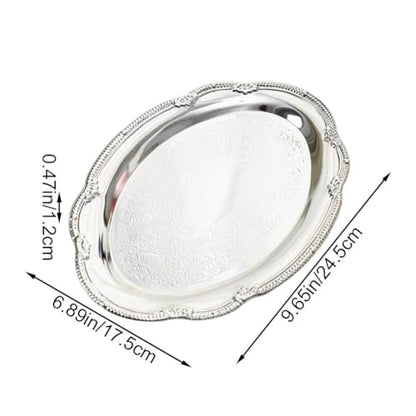 Metal Serving Tray Vintage Tea Coffee Serving Tray Multi-Purpose Jewelry Display Tray Platter Dessert Platter for Cakes, Candies, Nuts