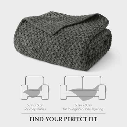 EVERGRACEHOME Chunky Chenille Knit Throw Blanket, 60 x 80, Charcoal Gray | Sculpted Moss Stitch, Chic Modern Farmhouse, All-Season Warmth, OEKO-TEX® Certified, Elegant Blanket for Couch, Bed, Sofa - color: Charcoal Gray, size: 60" X 80"