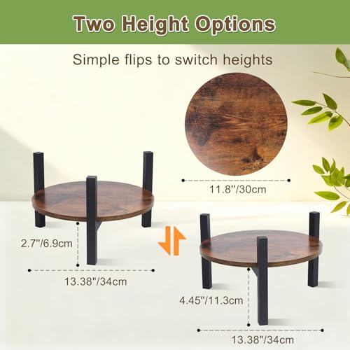 Vigordream Plant Stand Indoor, Heavy Duty Sturdy Metal Plant Pot Holder | Modern Wooden Planter Stool, 2 Pack Flower Pot Stands Low Short Planter Riser Flower Table Fits 5-14 Inch Pots - size: Large (2pack)