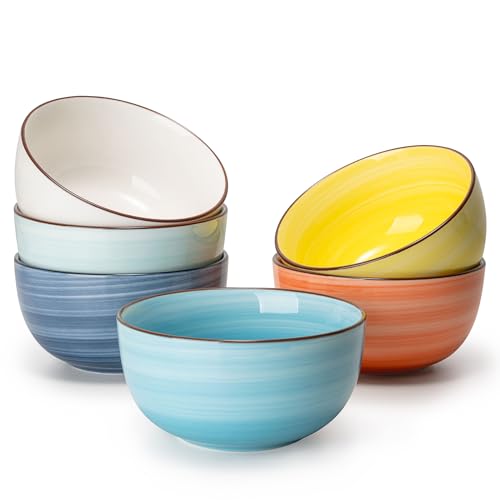 Sweese 10 Oz Ceramic Ice Cream Bowls, Set of 6 - Multicolor Dessert, Cereal, Soup Bowls, Dishwasher Microwave Safe - color: Hot Assorted Color, size: 10 Ounce