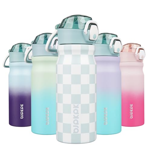 BJPKPK 18 oz Water Bottle with Straw & Handle, Insulated Stainless Flask | Leak Proof Locking Lid, Thermal, Double Wall Vacuum, Metal, Keeps Hot/Cold, BPA Free, Travel & Sports, Plaid - color: Plaid, size: 18 Ounces