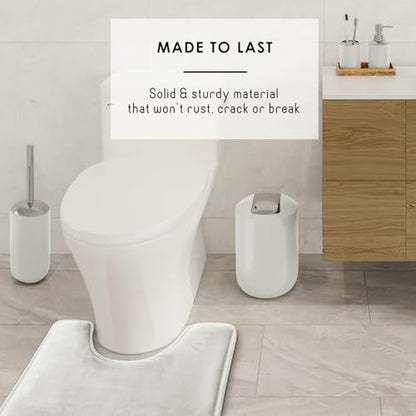 Clara Clark Bathroom Set - White Bathroom Accessories Set, Bathroom Sets with Shower Curtain and Rugs, 23PC Shower Curtain Set with Liner, Soap Dispenser, Soap Dish, Toilet Brush Holder, and Trash Can - color: White, size: Complete Set + Bath Rugs