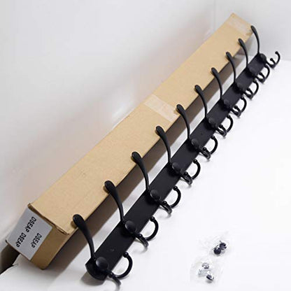 Coat Rack Wall Mount - 38” Long 10-Tri-Hooks Heavy Duty Coat Hanger Rail Wall Hooks for Hanging Coats Hats Clothing Clothes Purse Mudroom Entryway, Black - color: Black, size: L=38” (1 Pcs)