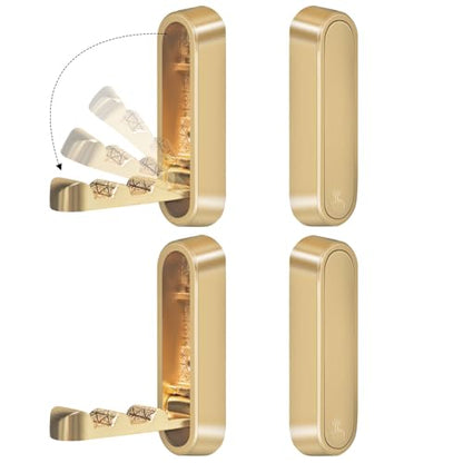 4PCS Foldable Wall Hooks, Heavy Duty Zinc Alloy Flip-Down Coat Hooks with Screw Mount, Holds up to 44 Lbs, Space-Saving Folding Wall Hangers for Bathroom, Closet, Bedroom, Entryway (Gold) - color: Gold, size: 4 Hooks