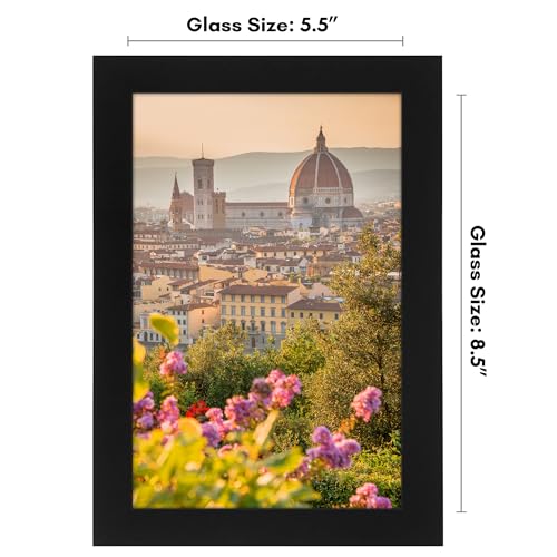 Americanflat 5.5x8.5 Picture Frame - Engineered Wood - Black | Shatter-resistant glass, wall or tabletop display with included easel, sawtooth hangers included - color: Black, size: 5.5x8.5