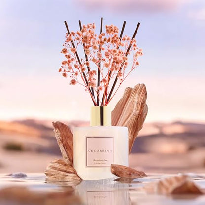 Premium Reed Diffuser Set with Preserved Baby's Breath & Cotton Stick Sandalwood Rose | 6.7oz Scent Fragrance Oil Diffuser for Bedroom Bathroom Home Décor - size: 6.7 Ounce/1pack