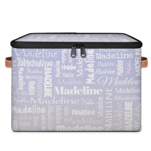 Storage Basket Custom Name, Personalize Keepsake Box, Purple White | Foldable Fabric Gradient Large Memory Bin with Handle Lid Lightweight Waterproof Dustproof, 14"L x 10.2"W x 10.4"H - color: Option 15