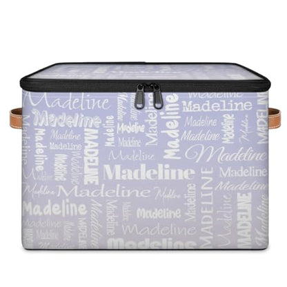 Storage Basket Custom Name, Personalize Keepsake Box, Purple White | Foldable Fabric Gradient Large Memory Bin with Handle Lid Lightweight Waterproof Dustproof, 14"L x 10.2"W x 10.4"H - color: Option 15