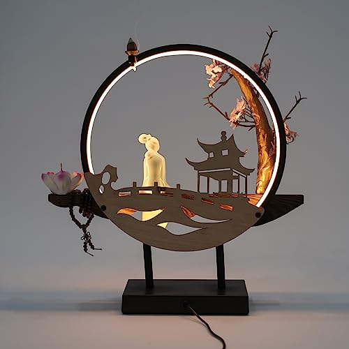 Backflow Incense Holder with LED Light, Countertop Incense Burner Holder Chinese Retro Ceramic Backflow Incense Burner for Relaxing or Home Decor (Style 1) - size: Style 1