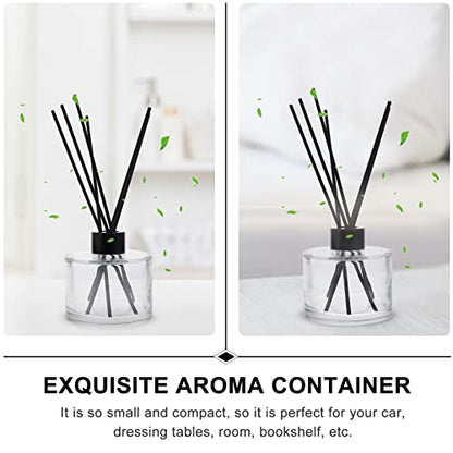 1set Glass Bottles Reed Diffuser Bottle Black Rattan Sticks Refillable Perfume Diffuser for Home Car Living Room Decor and Spa